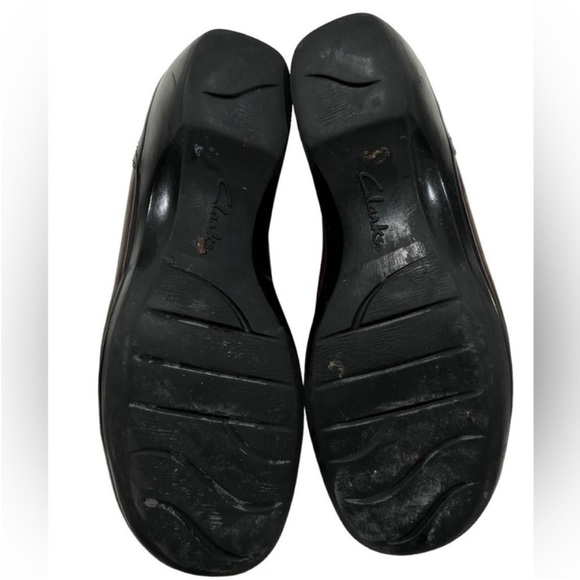Clark's May's Poppy Bendables leather heel Loafers brown Slip On size 7 - Picture 7 of 9